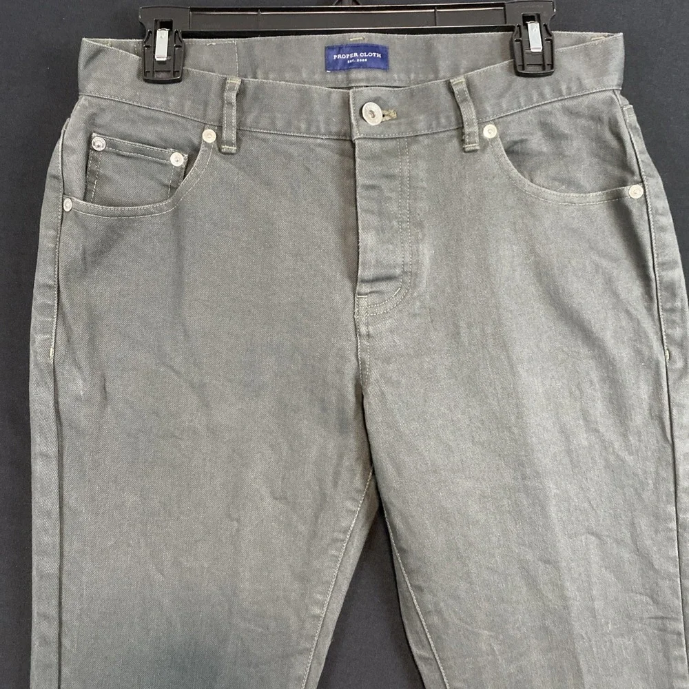 Proper Cloth Aino Charcoal Stretch Mens Custom 5 Pocket Gray Jeans 31x32 Slub